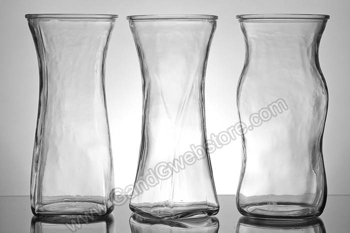 9.75" Rose Glass Vase Clear Set/3