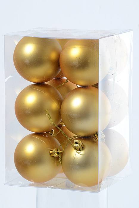 2.25" Matt Plastic Ball Gold Pkg/12