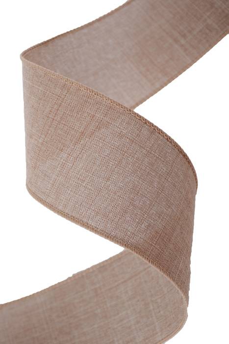 2.5" X 10yds Wired Light Natural Canvas Ribbon Natural