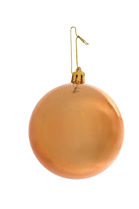 80Mm Shiny Plastic Ball Ornament Copper Pkg/6