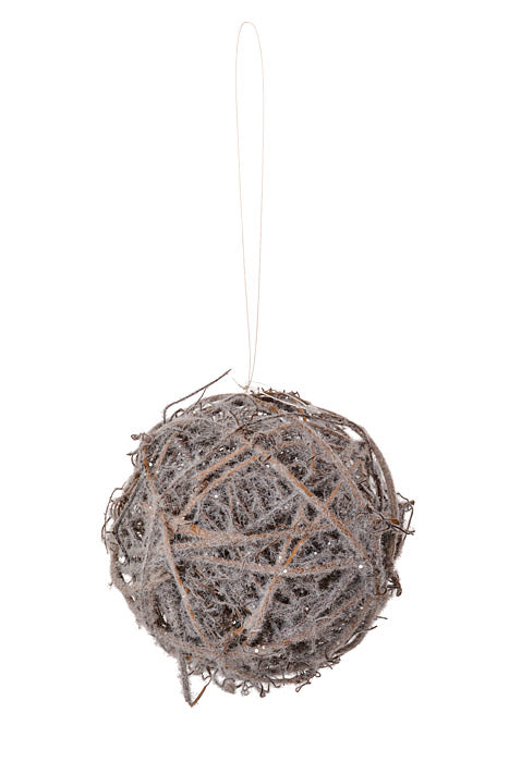 5" Frosted Vine Ball Ornament Natural/Frosted