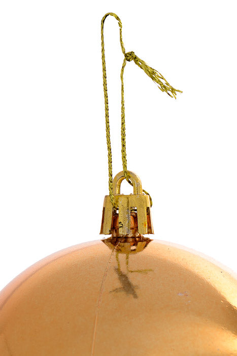 80Mm Shiny Plastic Ball Ornament Copper Pkg/6