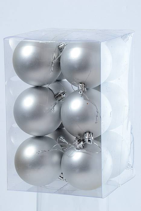 2.25" Matte Plastic Ball Silver Pkg/12