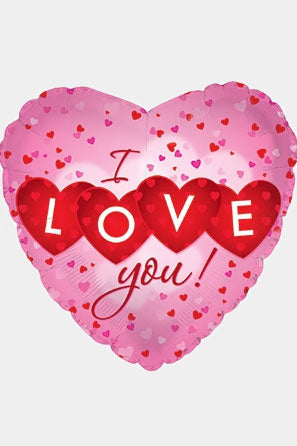 17" Heart Foil Balloon I Love You Heart Love Pink Pkg/10