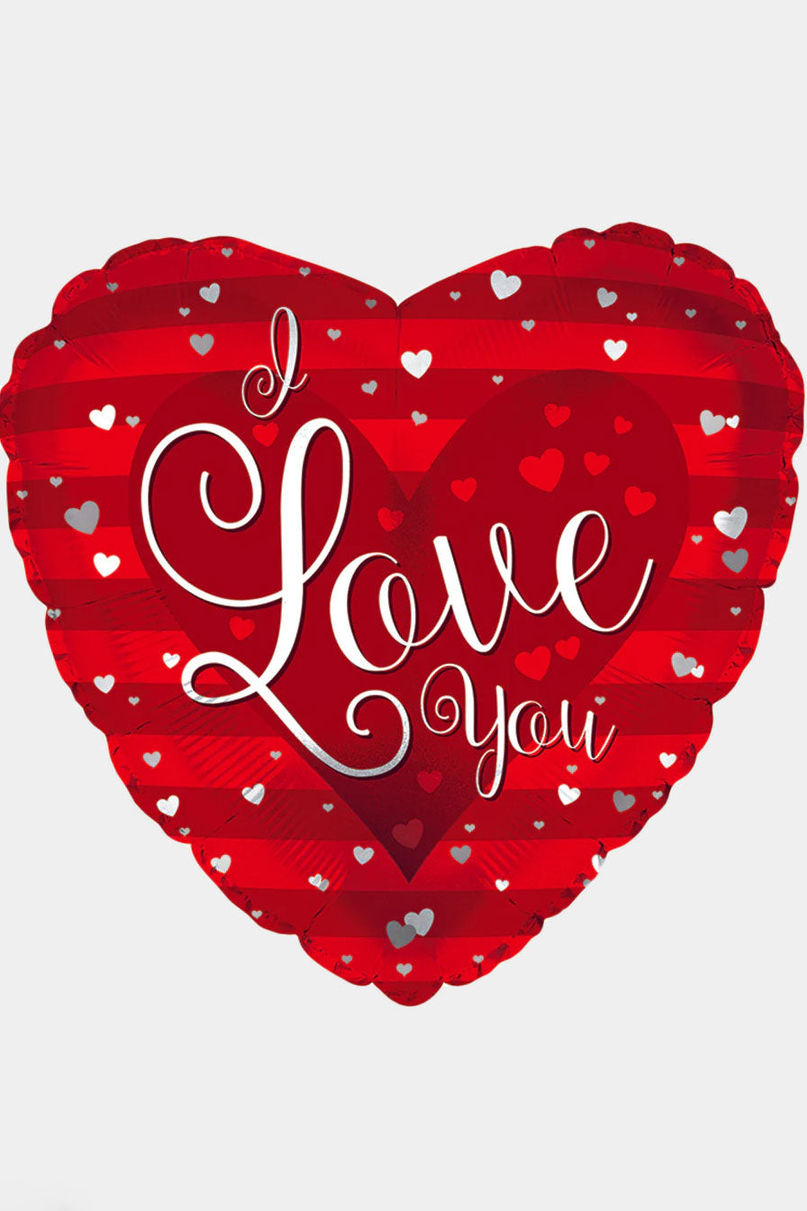 9" Heart Foil Balloon Ily Stripes Red Pkg/25