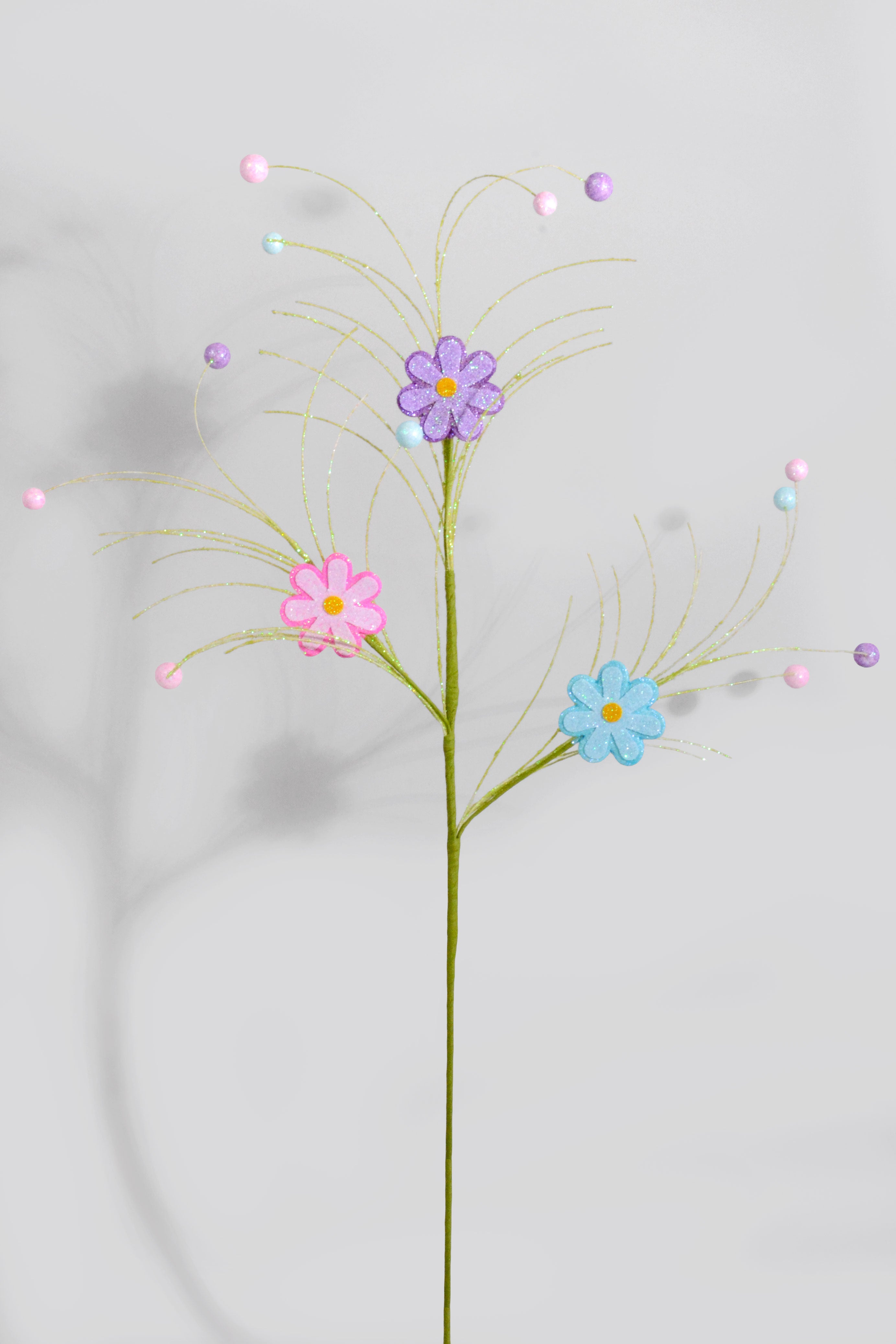 31.5" Glitter Daisy Twig Ball Purple/Pink/Blue