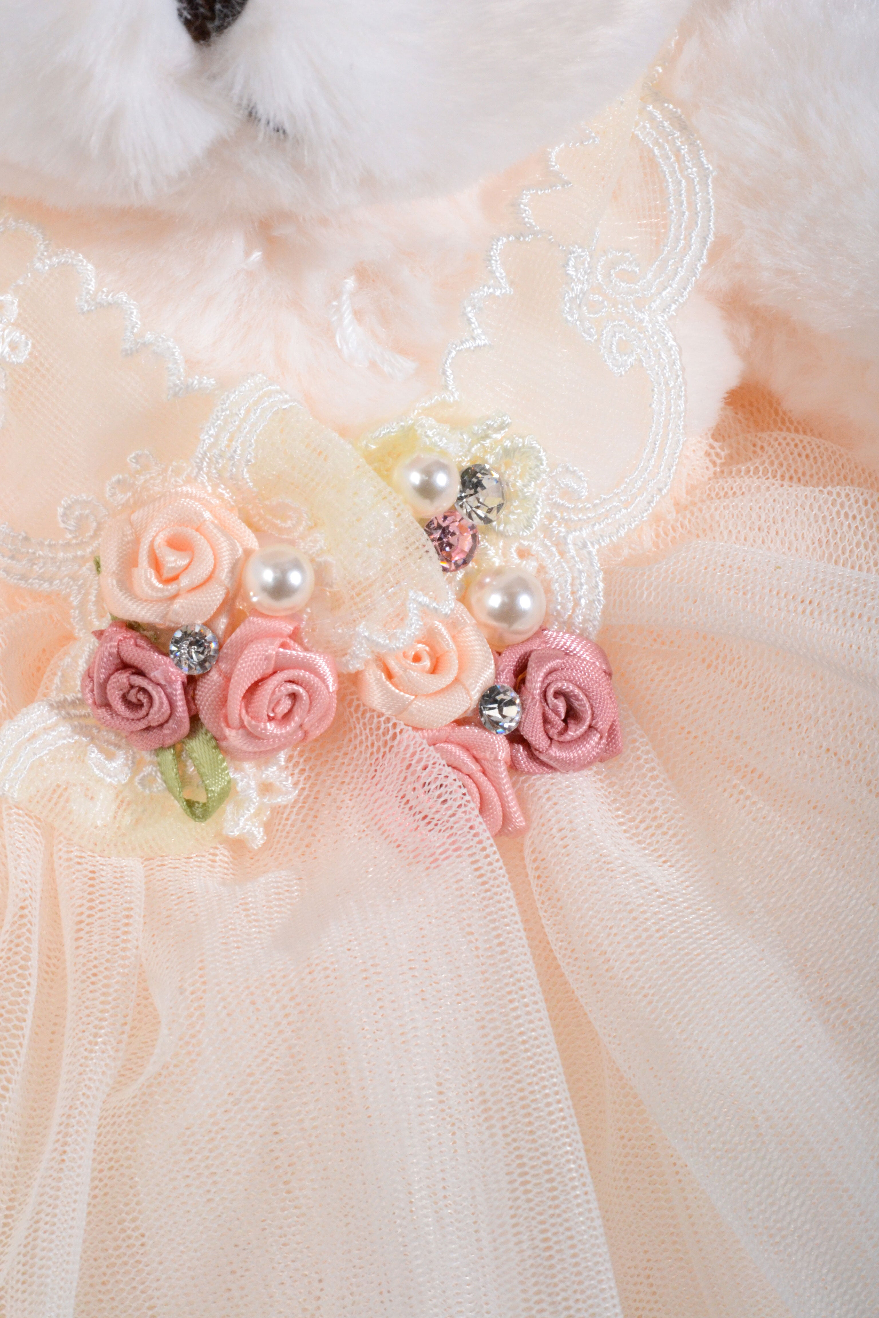 12" Skirt Diamond Teddy Bear Ivory