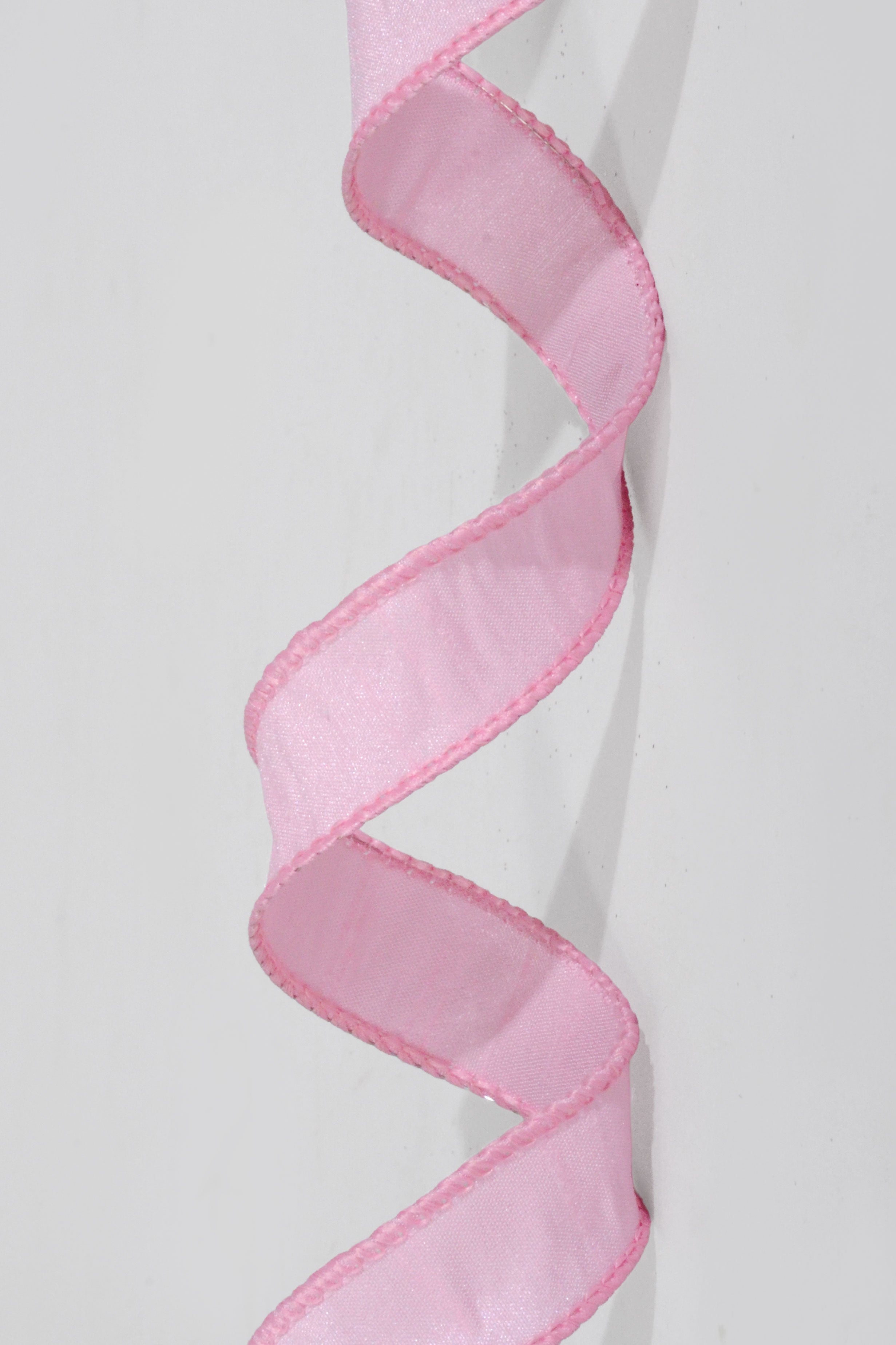 7/8" X 10Yds Wired Faux Dupion Ribbon Pink