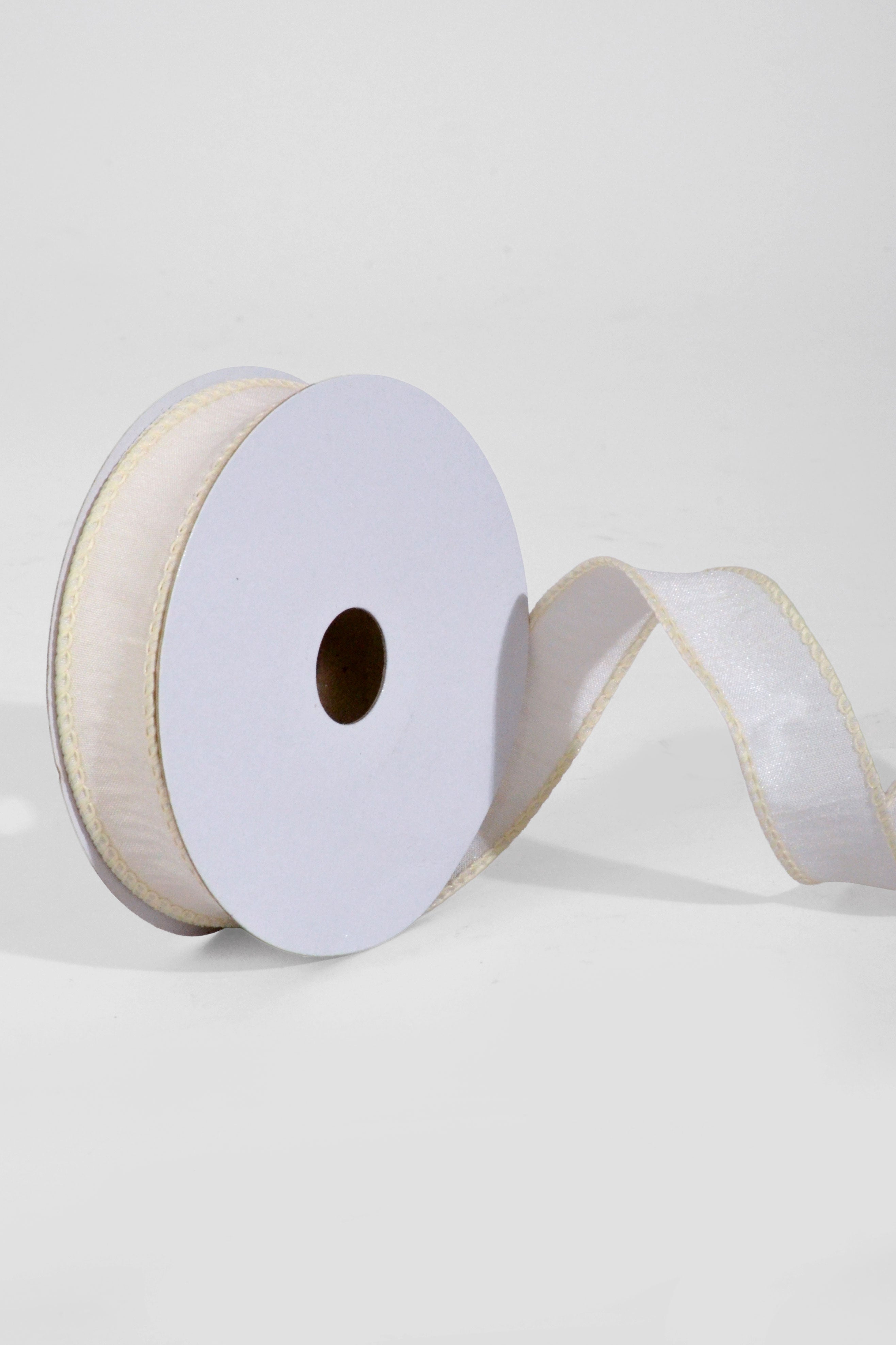 7/8" X 10Yds Wired Faux Dupion Ribbon Ivory