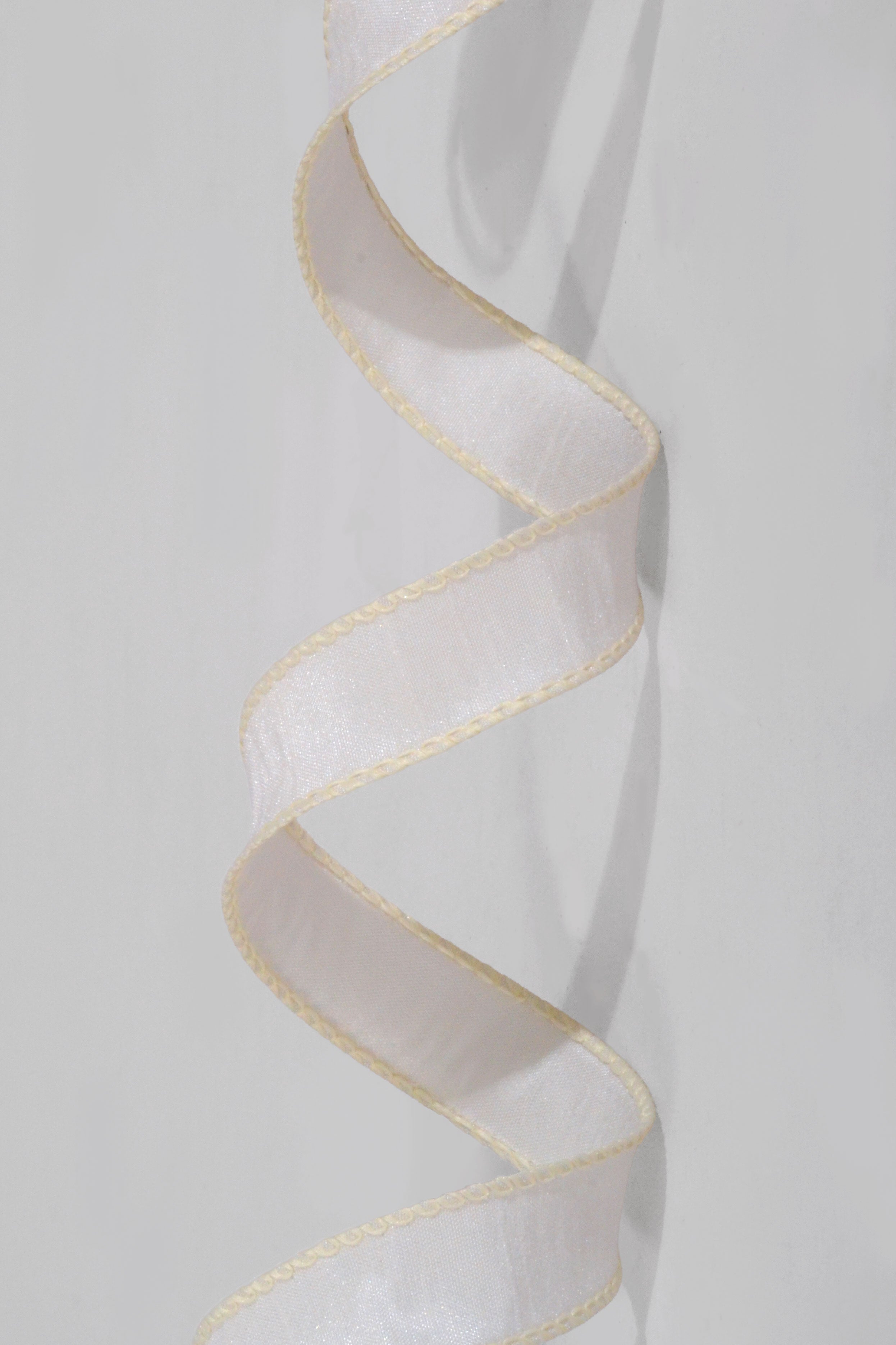 7/8" X 10Yds Wired Faux Dupion Ribbon Ivory