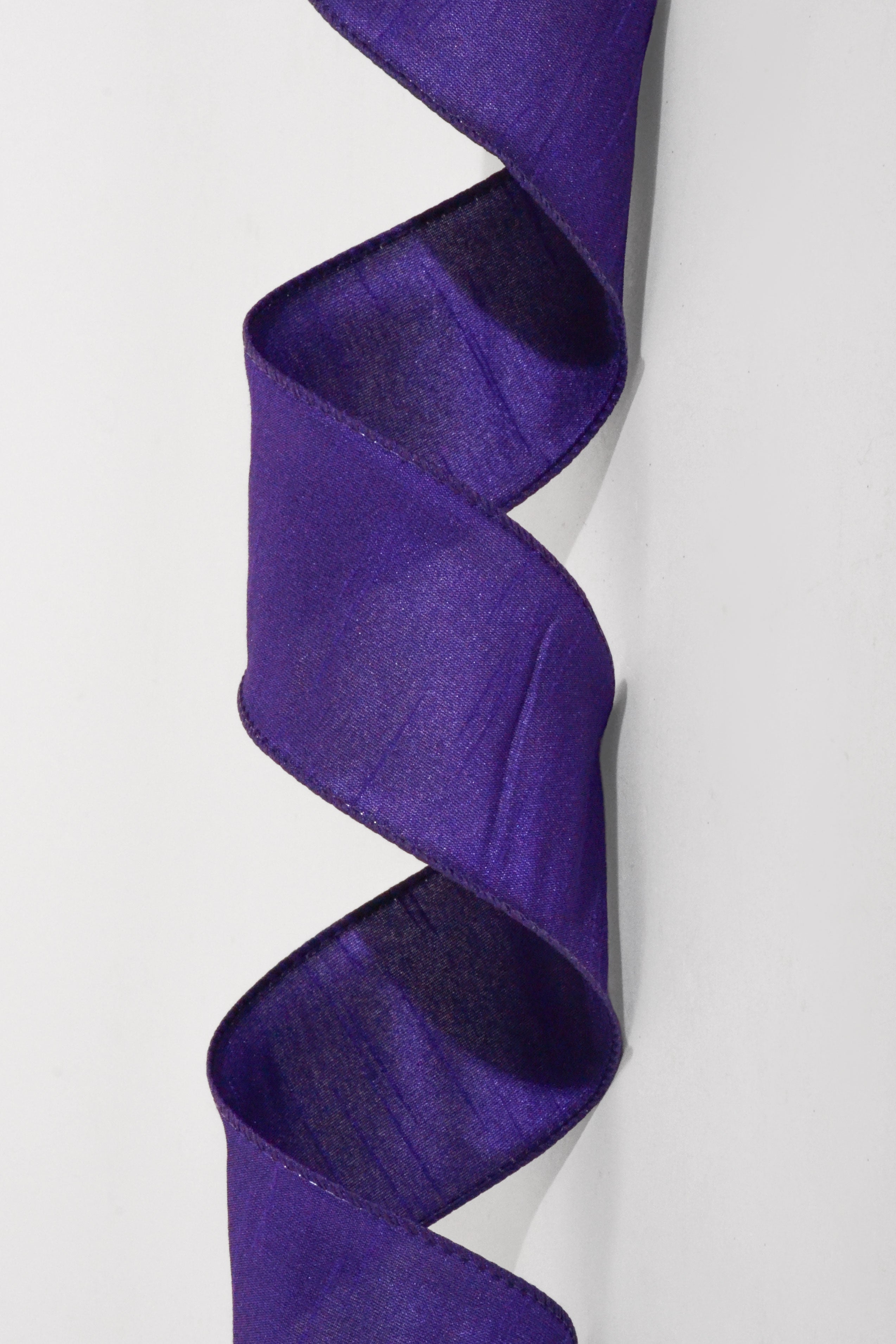2.5" X 10Yds Wired Faux Dupion Ribbon Purple