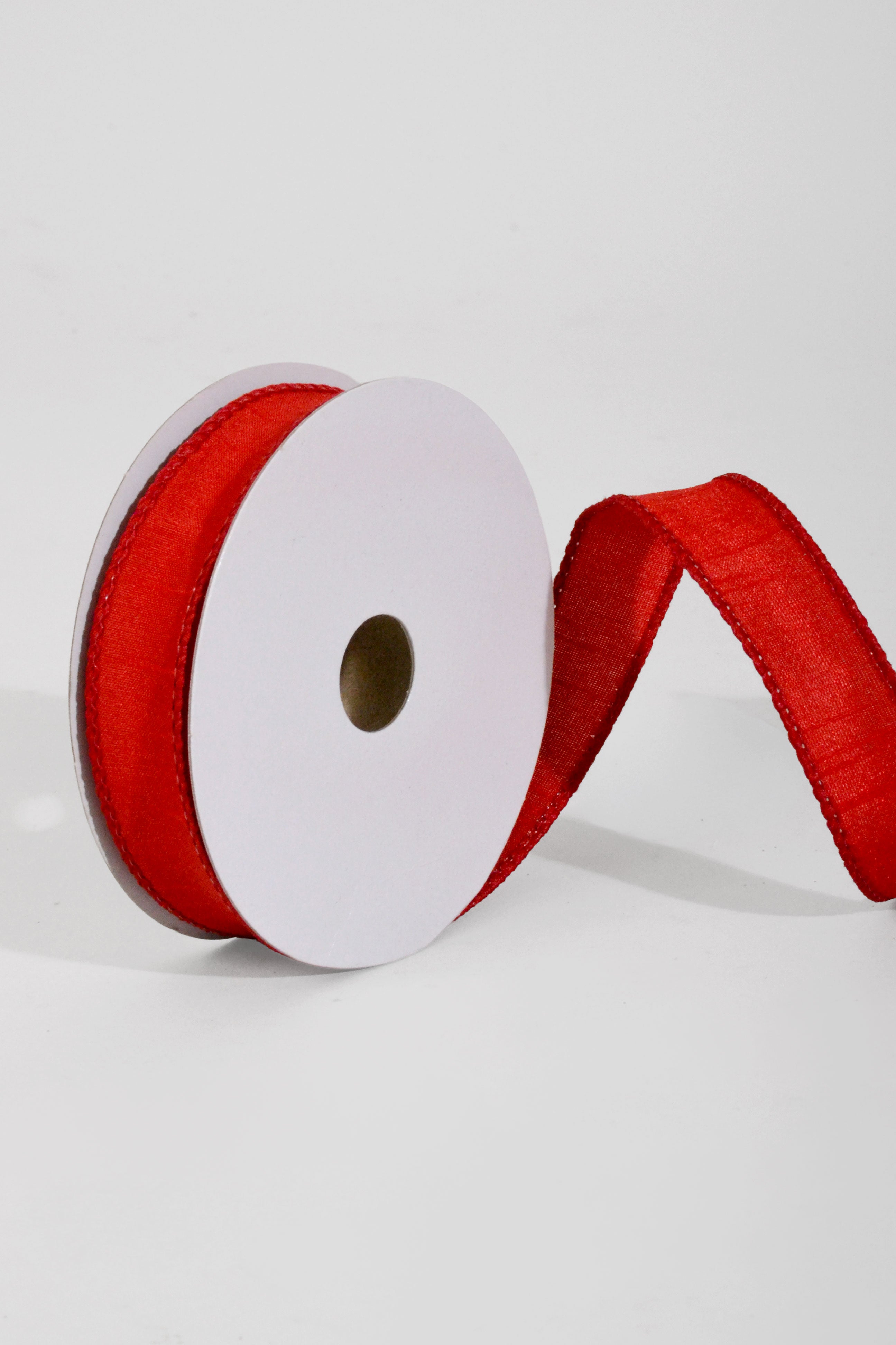 7/8" X 10Yds Wired Faux Dupion Ribbon Red