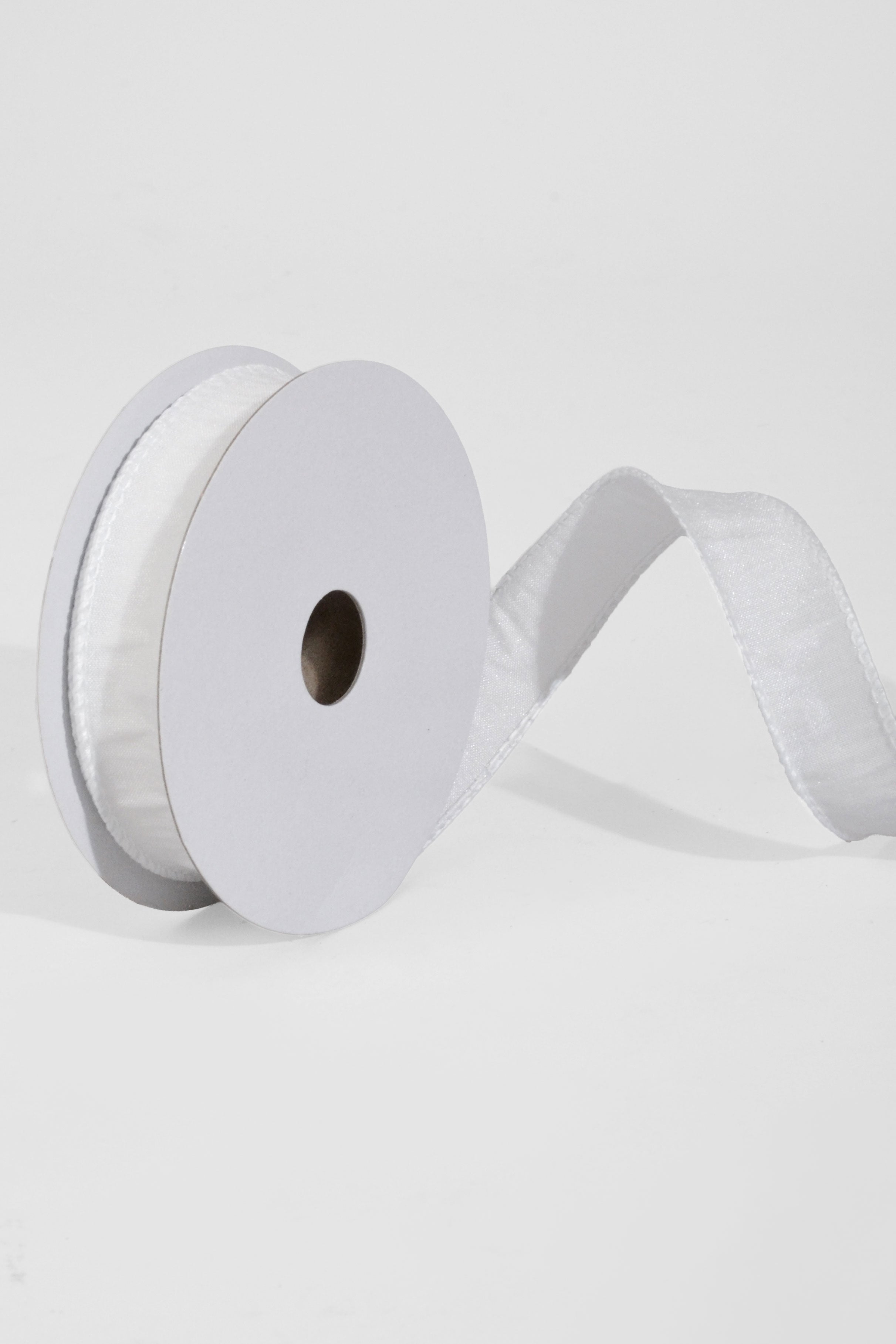 7/8" X 10Yds Wired Faux Dupion Ribbon White