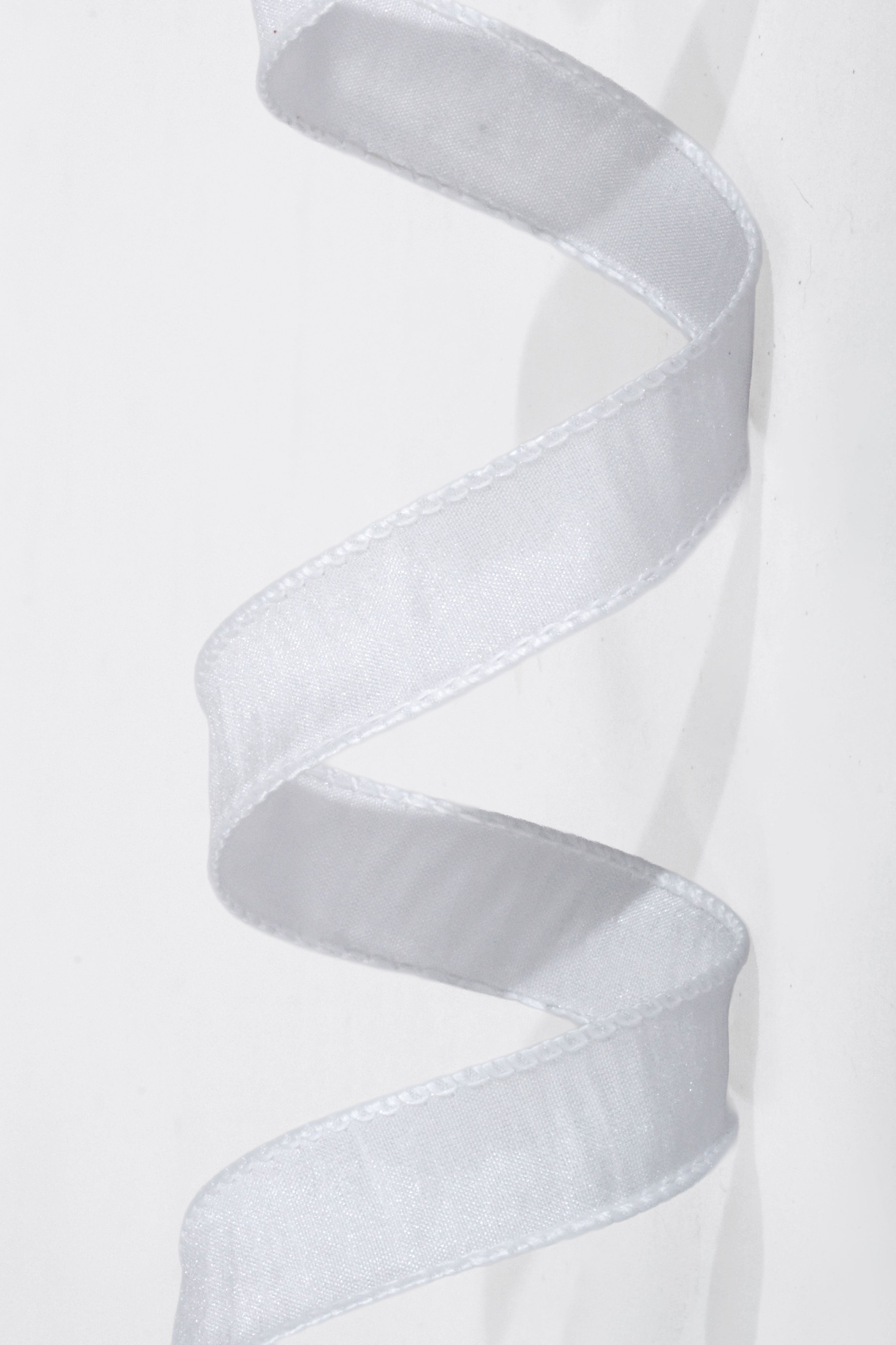 7/8" X 10Yds Wired Faux Dupion Ribbon White