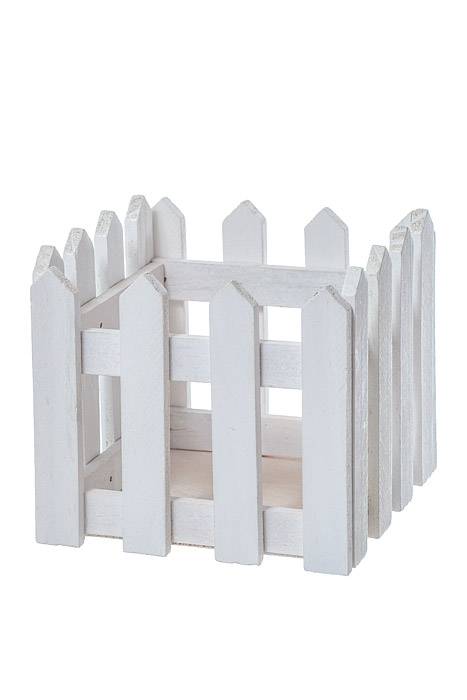 5"/ 6.25" Wood Picket Fence Planter White