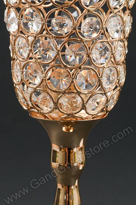 18.25" Crystal Candle Holder Gold