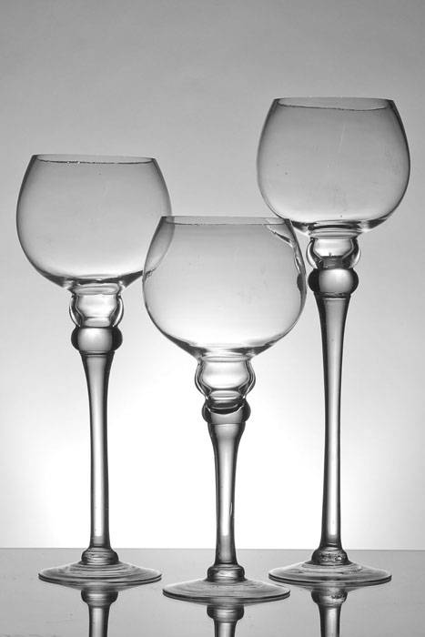 12"/14"/16" Glass Candle Holder Clear Set/3