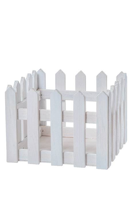 5"/ 6.25" Wood Picket Fence Planter White