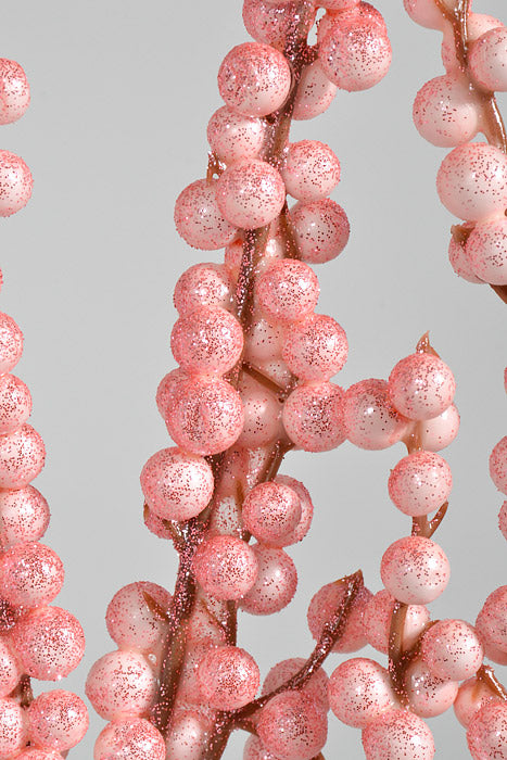 32" Glitter Berry Cluster Spray Blush/Pink