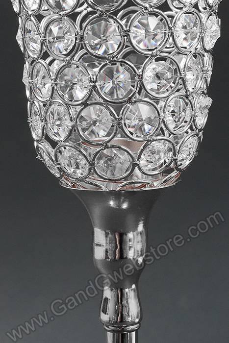16.5" Crystal Candle Holder Silver