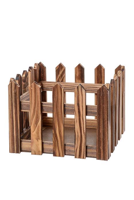 5"/ 6.25" Wood Picket Fence Planter Brown