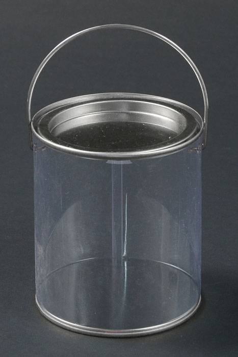 4.5" X 4" Round Container W/wire Handle Clear/silver Pkg/6