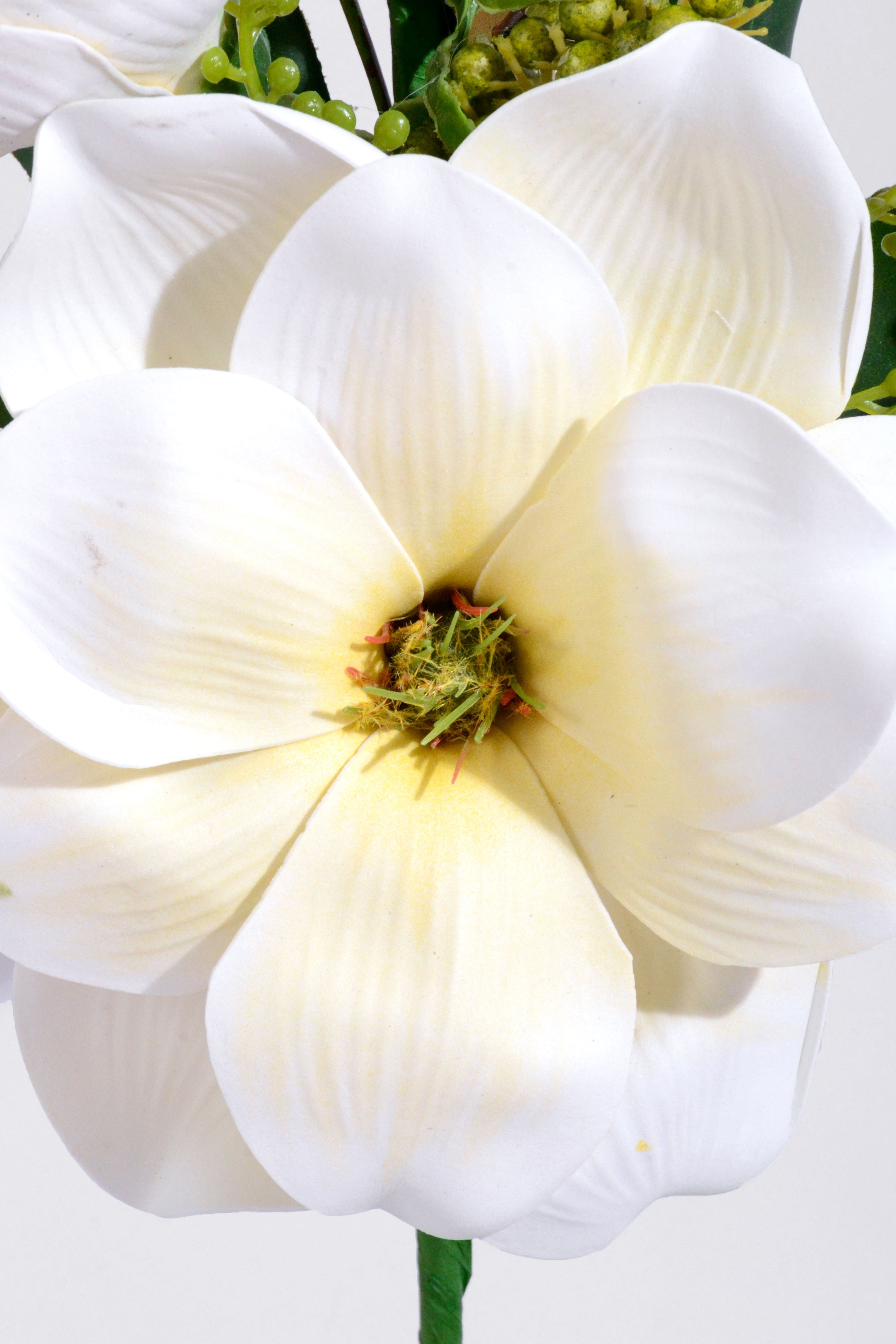 26" Artificial Magnolia Leaf Spray Green/White