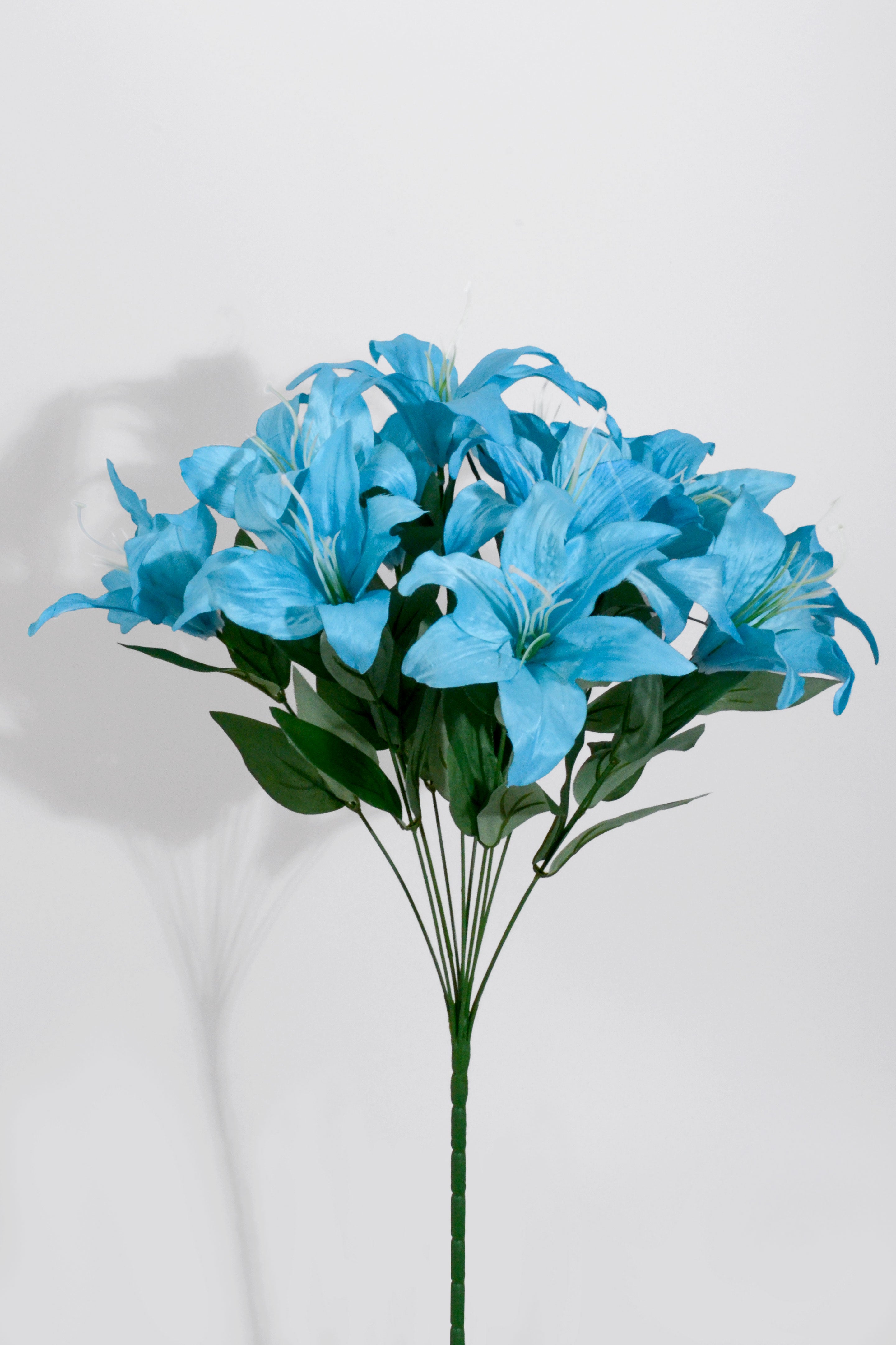 19" Silk Tiger Lily Bush Turquoise