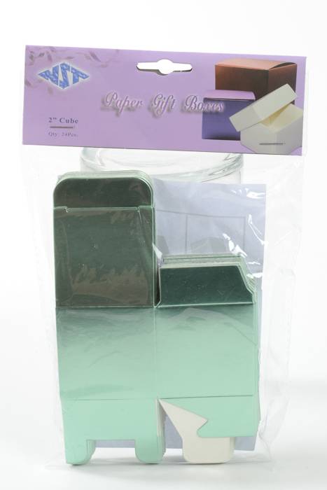 2" Cube Paper Gift Box Aqua Pkg/24