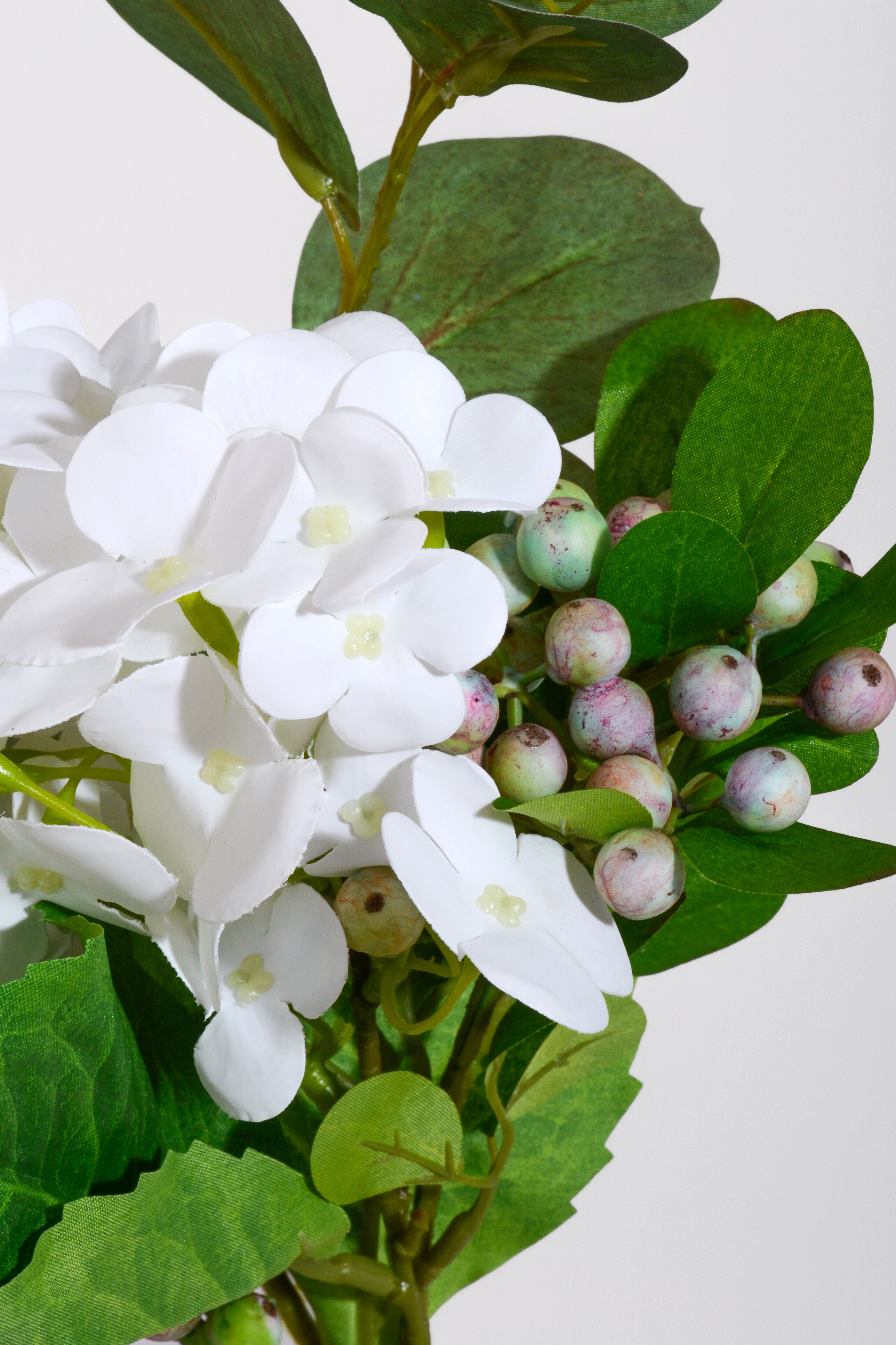 16.5" Artificial Hydrangea/Eucalyptus Bouquet White