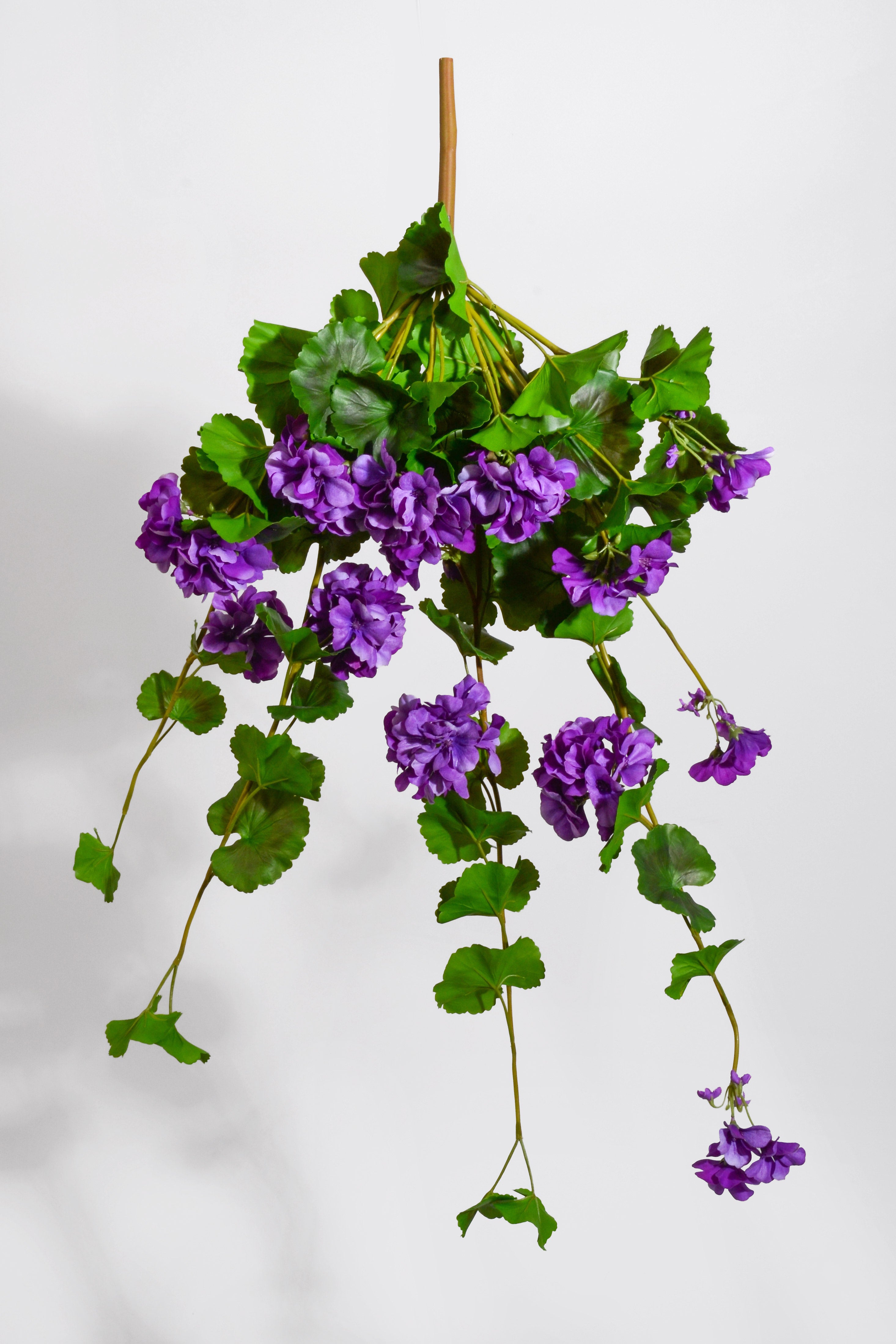 33" UV Silk Natural Touch Summer Hanging Geranium Purple