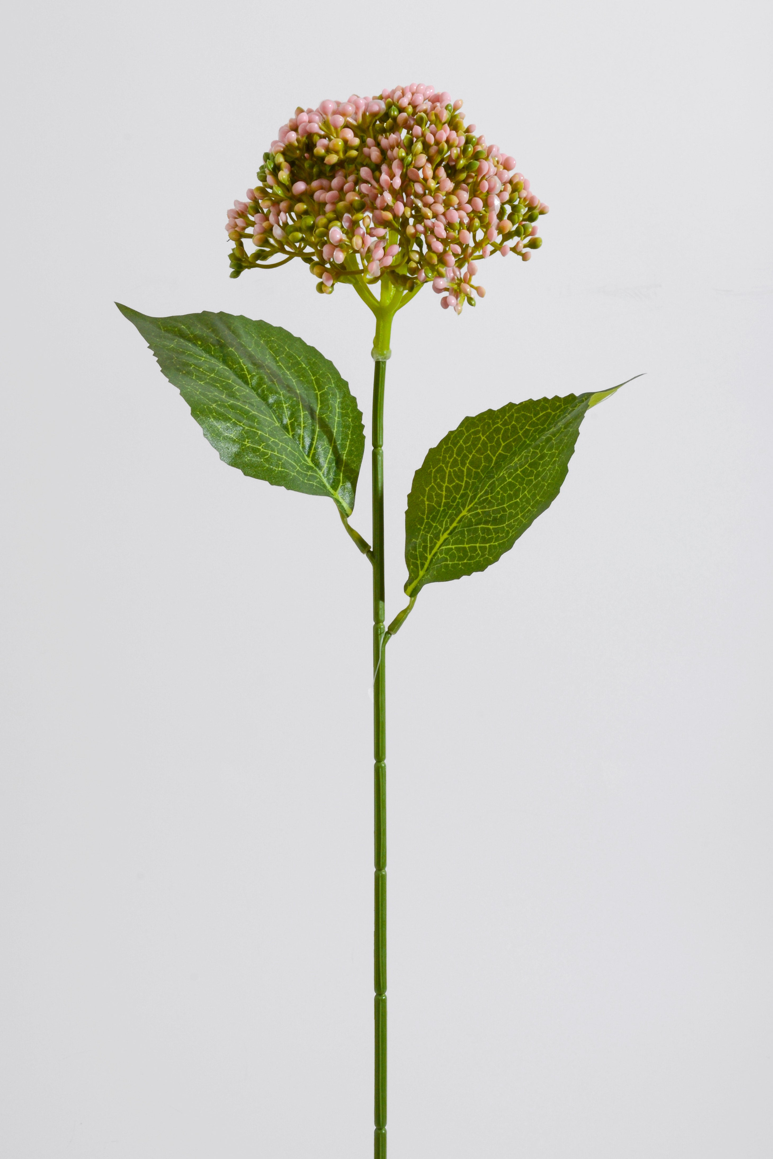 23" Plastic Hydrangea Leaf Stem Pink/Green