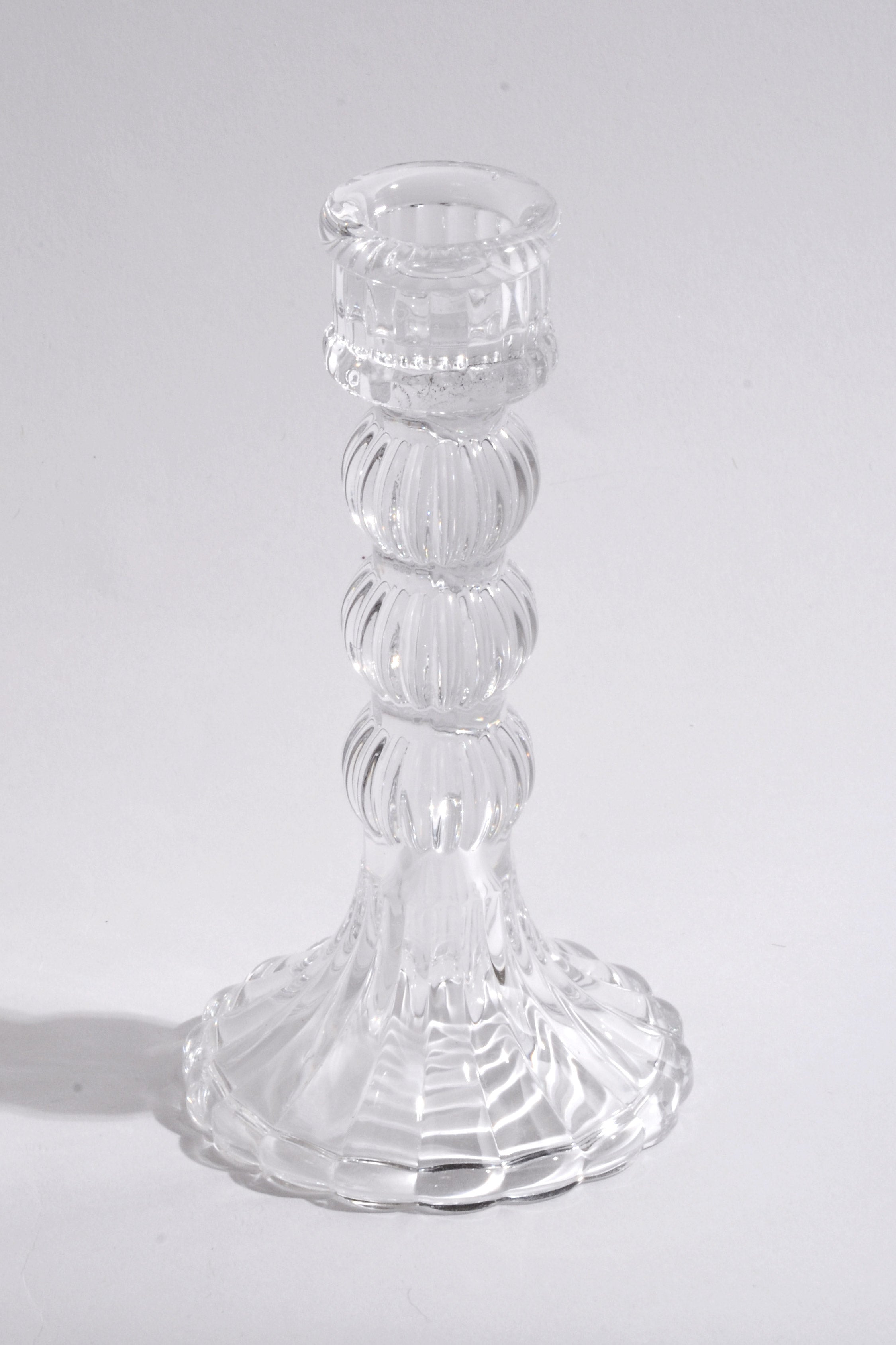 6" Glass Candle Holder Clear