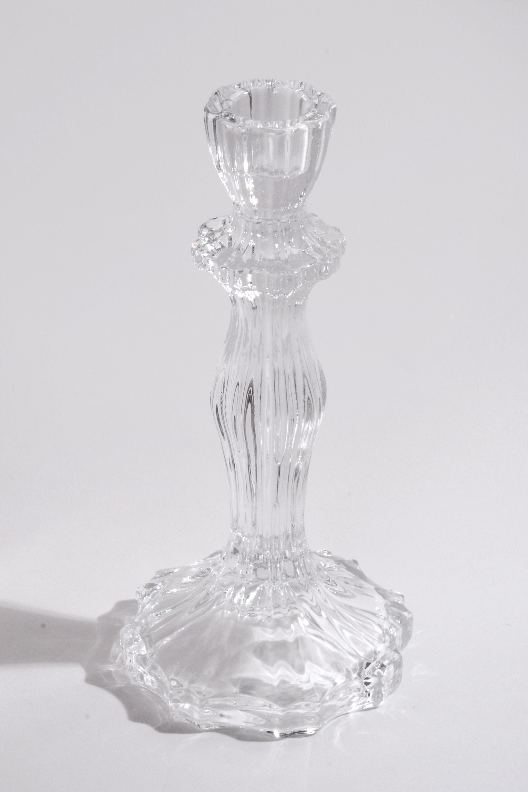 8" Glass Candle Holder Clear