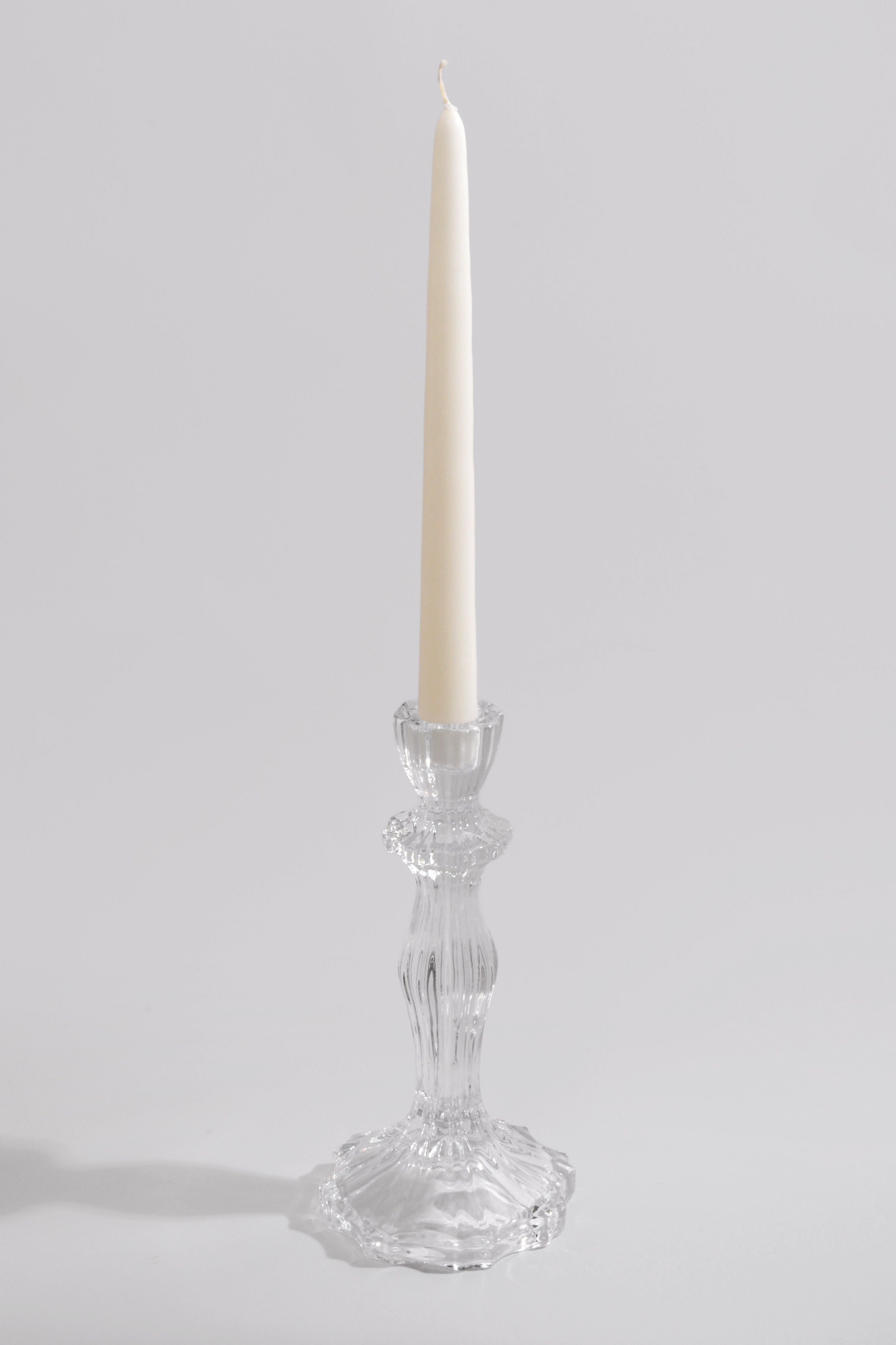 8" Glass Candle Holder Clear