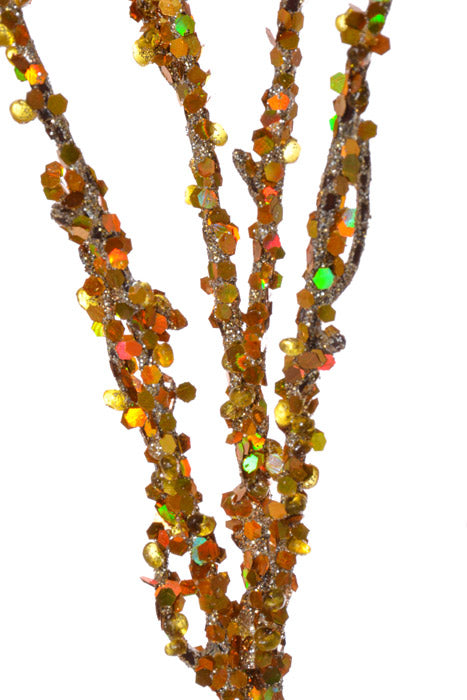37" Sequin Glitter Ice Twig Spray (Gold)