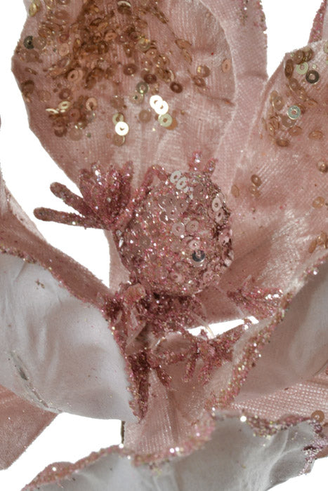 24" Velvet Sheen/Sequin Magnolia Stem (Light Pink)