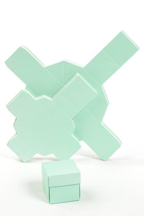 2" Cube Paper Gift Box W/lid Aqua Pkg/24