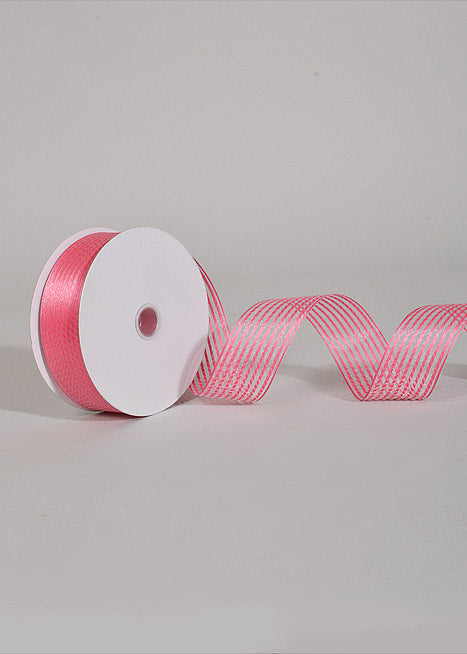1.5" X 50Yds Wired Sheer Stripe Ribbon Pink