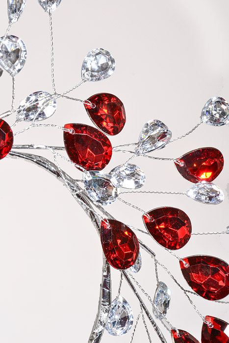 4.5" Metal Jewel Candle Ring Red/Clear