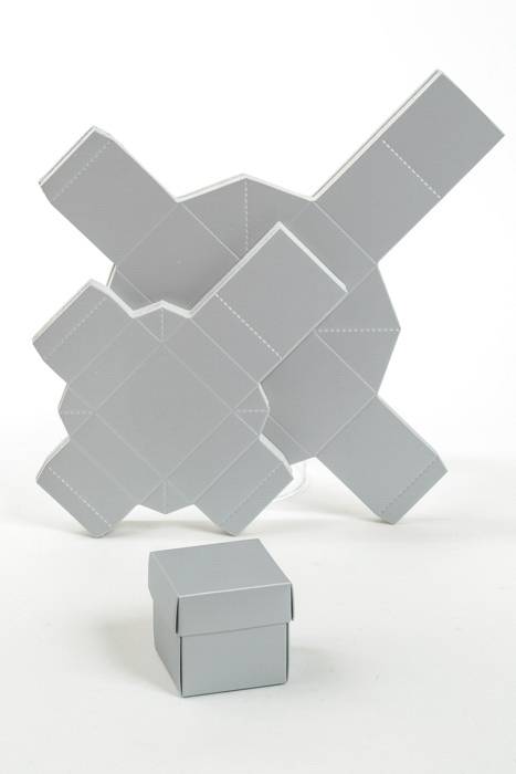 2" Cube Paper Gift Box W/lid Silver Pkg/24
