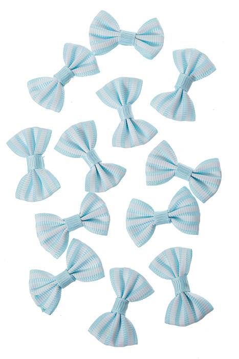 1.5" Stripes Ribbon Bow Light Blue Pkg/12