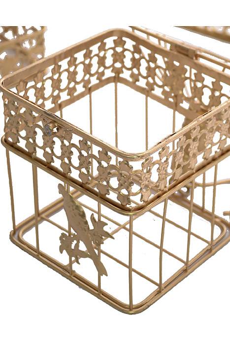 10/13/17" Metal Square Bird Cage Gold