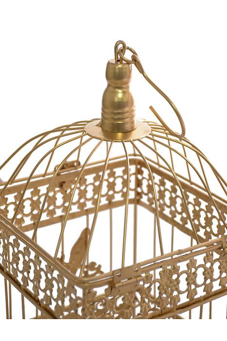 10/13/17" Metal Square Bird Cage Gold