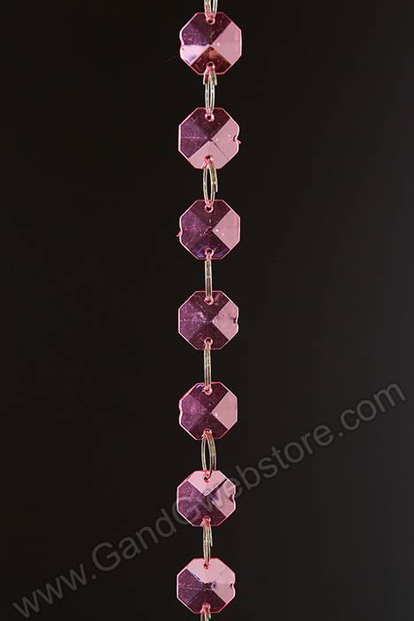 72" Acrylic Octagon Bead Garland Hot Pink