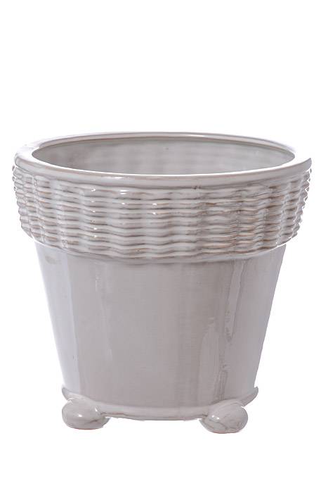 7" Round Cafe Latte Footed Pottery White