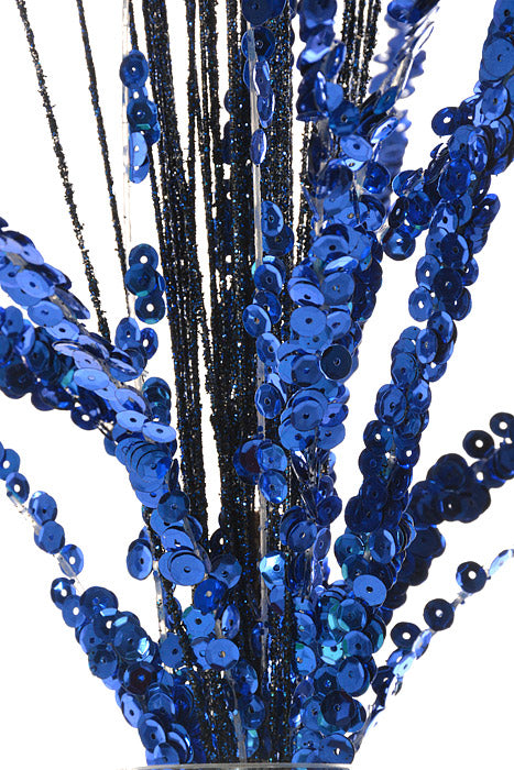 27.5" Sequined Glittered Spray Navy