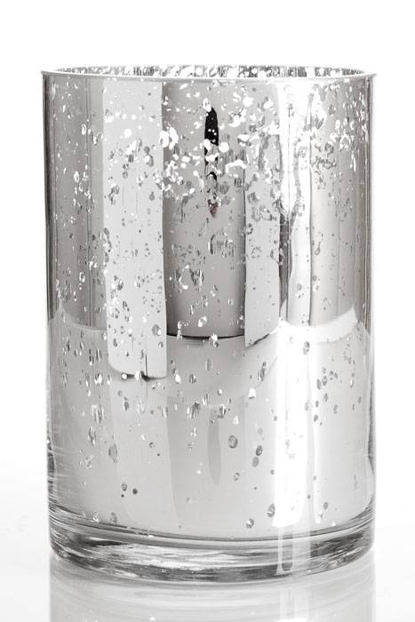 4" X 6" Mercury Glass Cylinder Vase Silver