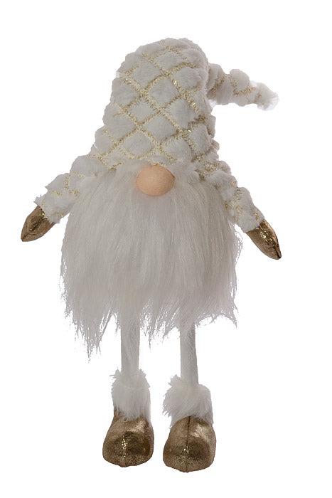 24" Standing Gnome With Retractable Legs White/Gold
