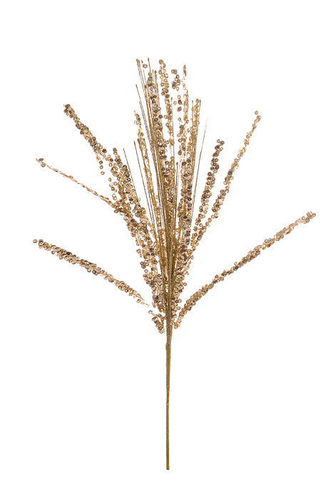 27.5" Sequined Glittered Spray Gold